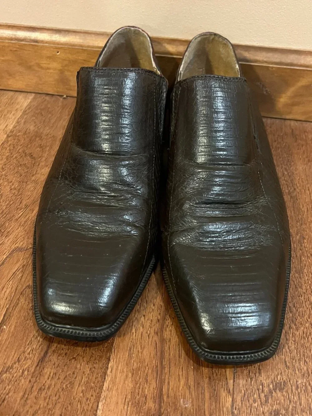 Men's genuine snake skin slip-on shoes